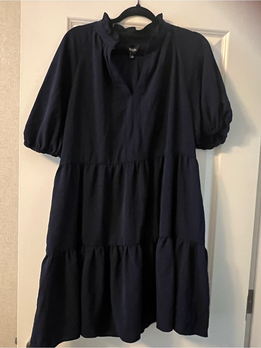 MSK Navy Ruffled Collar Dress